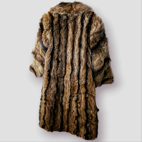 Vintage Famous Furs Long Brown Black Trench - Picture 2 of 4